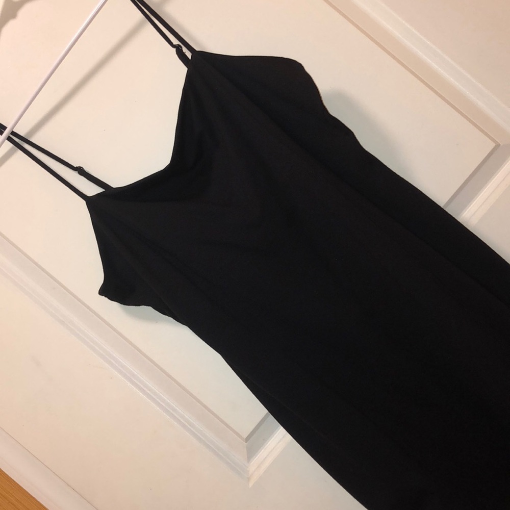 Black fitted spaghetti strap dress